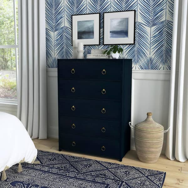 Butler Specialty Company Lark Navy Blue 5-Drawer 36 in. Wide Wood Dresser