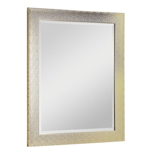33 in. x 27 in. White and Gold Framed Bevel Vanity Accent Mirror
