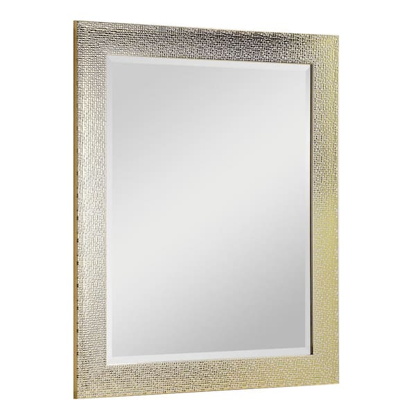 Head West 33 in. x 27 in. White and Gold Framed Bevel Vanity Accent Mirror