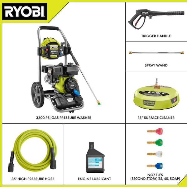 3300 PSI 2.4 GPM Cold Water Gas Pressure Washer with 212cc Engine and 15 in. Surface Cleaner