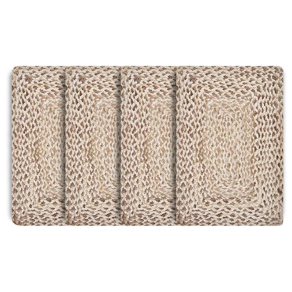 Unbranded Woven Bleach/Natural 15 in. x 15 in. Square Organic Jute Placemat (Set of 4)