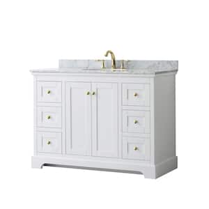 Avery 48 in. W x 22 in. D x 35 in. H Single Sink Bath Vanity in White with White Carrara Marble Top