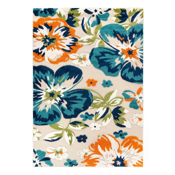 Bergamo Contemporary Floral Multi 10' x 14' Indoor/Outdoor Area Rug