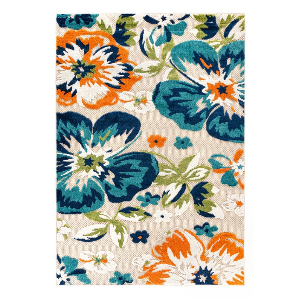 Bergamo Multi-Color Floral Synthetic Indoor/Outdoor Area Rug
