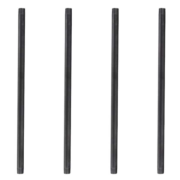 PIPE DECOR 3/4 in. x 30 in. Black Industrial Steel Grey Plumbing Pipe (4-Pack)