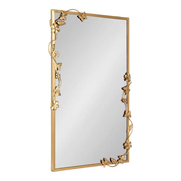 Rosella Gold 20 in. W x 30 in. H Glam Rectangle Metal Framed Mirror