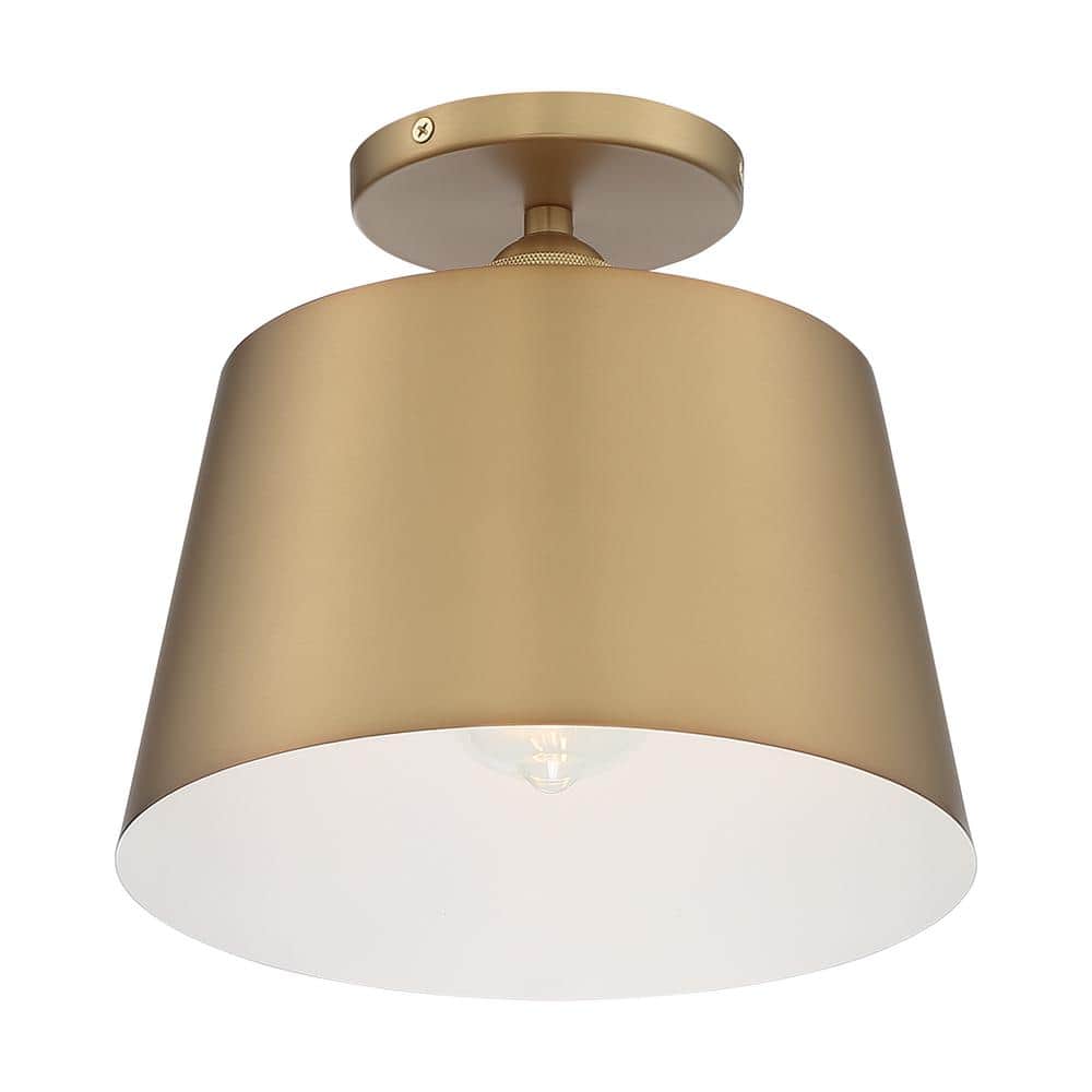 Motif Brushed Brass and Glass Semi Flush Mount Light