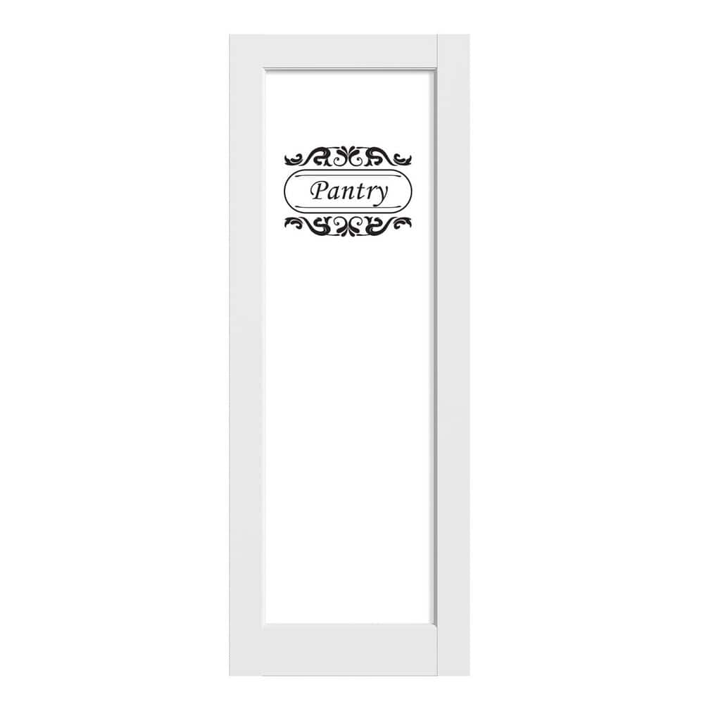 30 in. x 80 in. 1 Lite Tempered Frosted Glass Solid Core White Primed MDF Wood Interior Door Slab with Pantry Sticker price history on PriceWatchPro