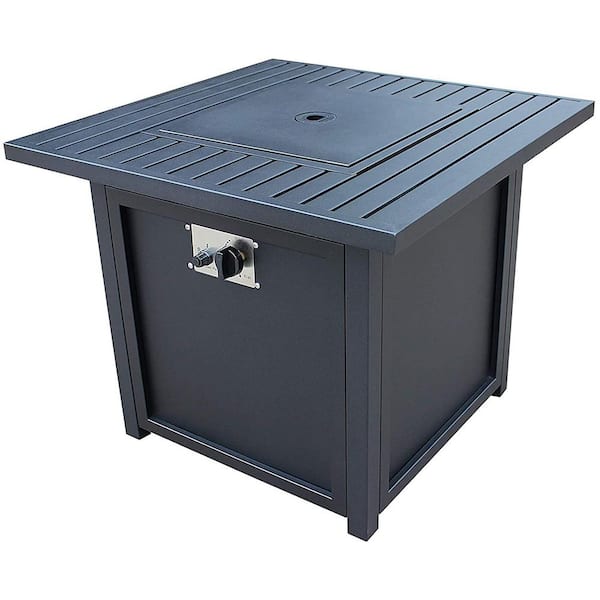 Trustmade 30 in. Square Steel Metal Outdoor Fire Pit Table with Tile Top Black
