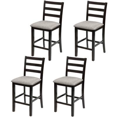 Espresso upholstery wooden dining chair, set of 4