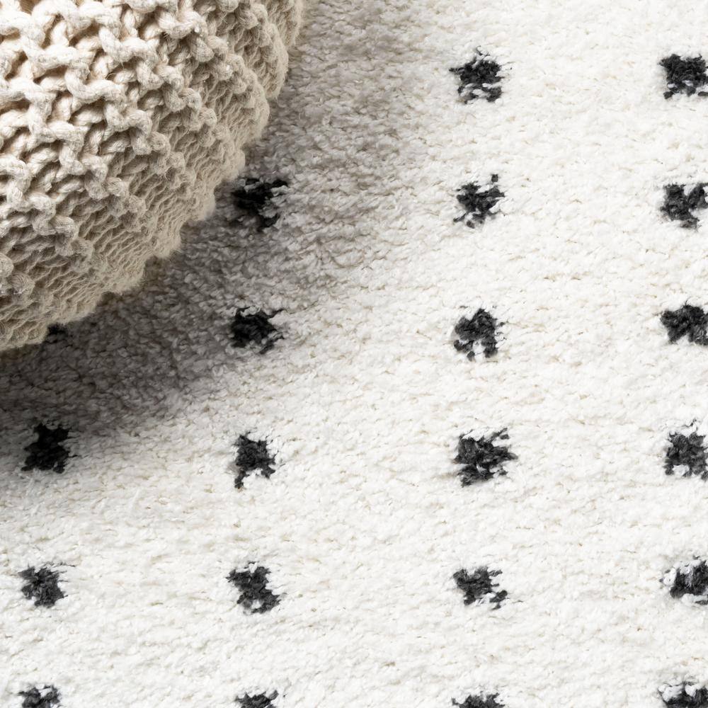 Reversible Black Geometric Shag Area Rug - Easy Care 5x8