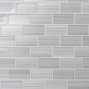 Hand Painted Sample 3 in. x 6 in. Neutral Gray 30 Glass tile (0.125 sq. ft./1 Each)