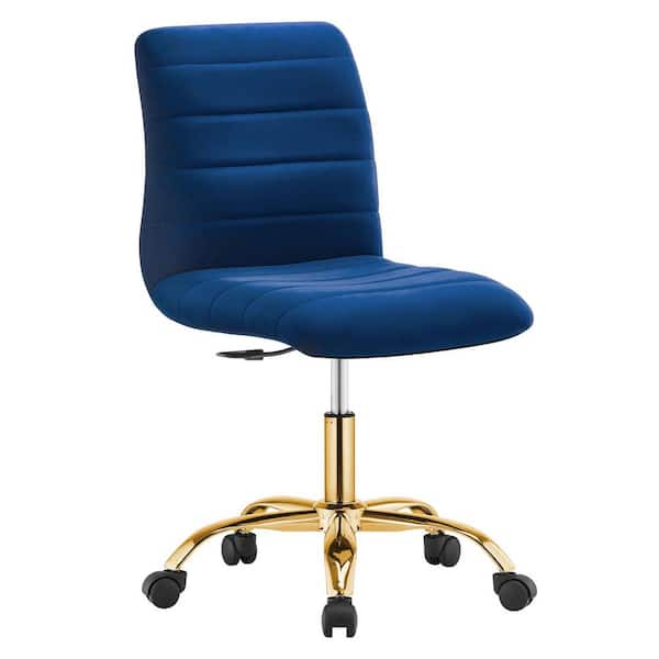 MODWAY Ripple Armless Polyester Adjustable Height Office Chair in Gold Navy