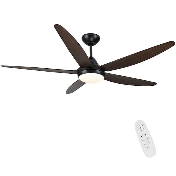 YUHAO Modern Park 56 in. Indoor Integrated Dimmable LED Light Kit Farmhouse Ceiling Fan with DC Motor and Remote Control