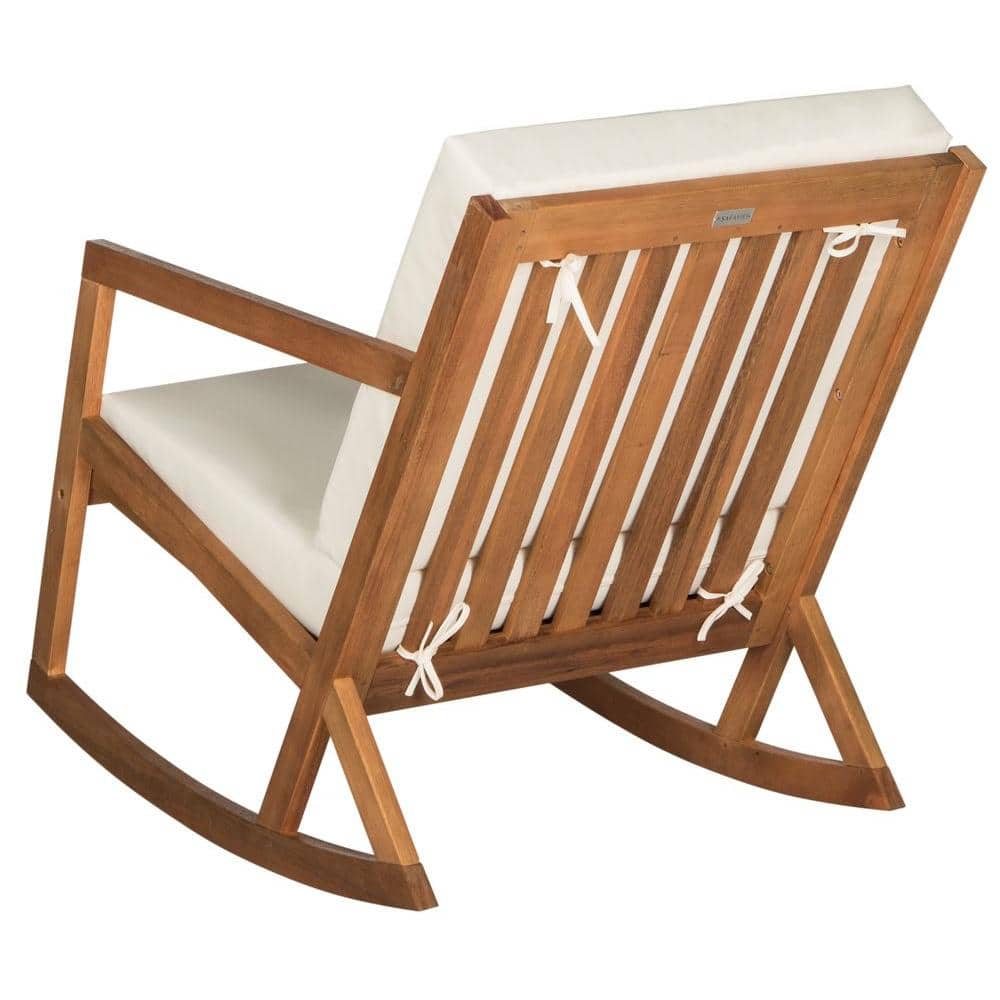 Eucalyptus Brown Wooden Rocking Chair with Cushions
