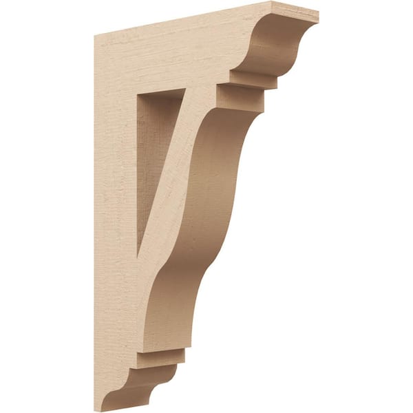 Ekena Millwork 5.5 in. x 32 in. x 20 in. Funston Traditional Rough Cedar Woodgrain Timberthane Polyurethane Bracket, Primed Tan