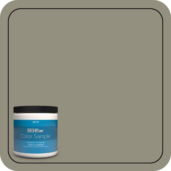 BEHR PREMIUM PLUS 8 oz. #N350-5 Muted Sage Satin Enamel Interior/Exterior Paint & Primer Color Sample