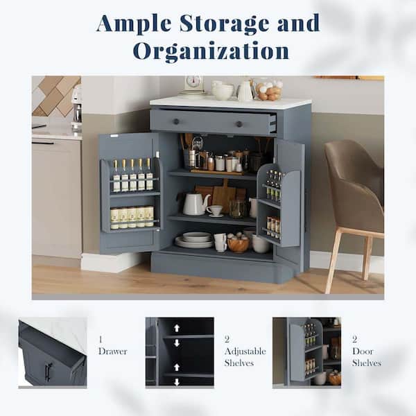XUJMK 29 in. W x 18 in. D x 35 in. H Gray Linen Cabinet