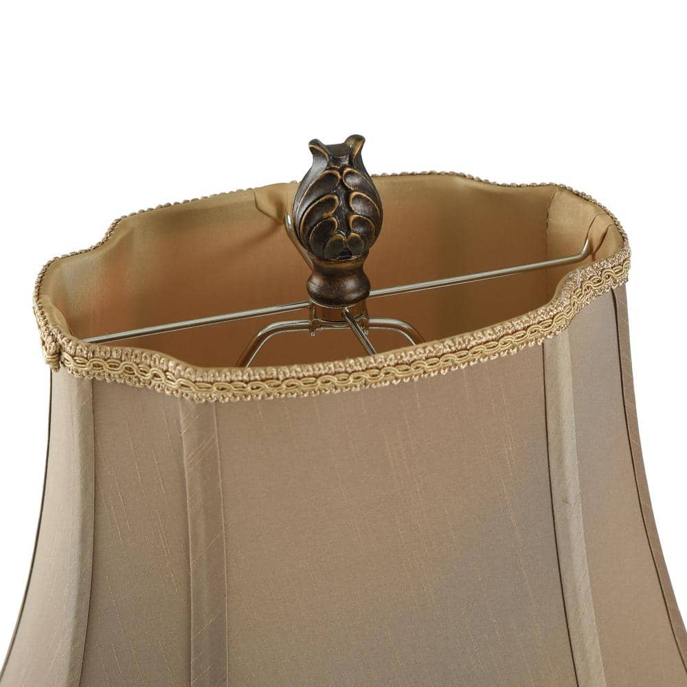 Elegant Curved Poly Table Lamp with Taupe Fabric Shade