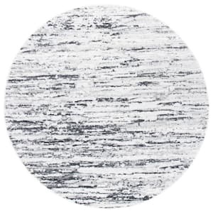 Amelia Light Gray/Charcoal 3 ft. x 3 ft. Abstract Striped Round Area Rug