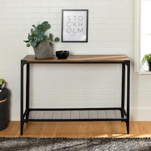 44 in. Barnwood/Black Standard Rectangle Wood Console Table with Storage