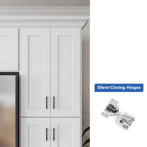 24 in. W x 24 in. D x 36 in. H Ready to Assemble Double Shaker Pantry Kitchen Cabinet in Newport White