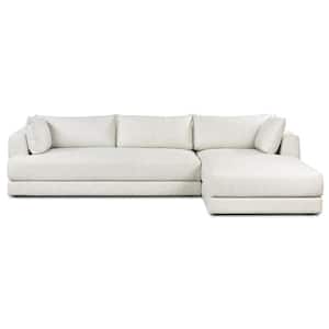 Marcel 122 in. Square Arm Fabric 3 Seat Right-Facing Sectional L Shaped Sofa in Bright Ash
