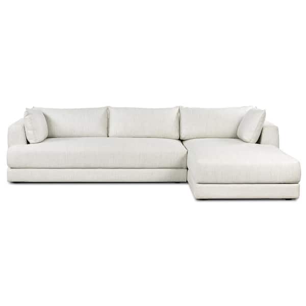 Poly and Bark Marcel 122 in. Square Arm Fabric 3 Seat Right-Facing Sectional L Shaped Sofa in Bright Ash