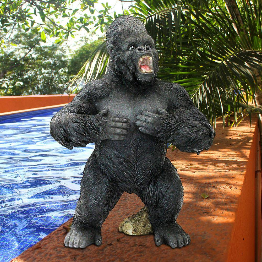 Large Black Resin Great Ape Jungle Animal Statue