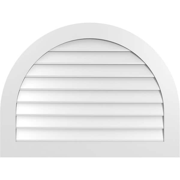 Ekena Millwork 40 in. x 30 in. Round Top Surface Mount PVC Gable Vent: Decorative with Standard Frame