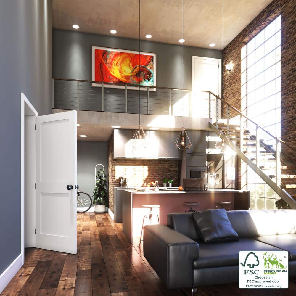 Primed White Solid Pine 2-Panel 80" x 28" Interior Door Slab