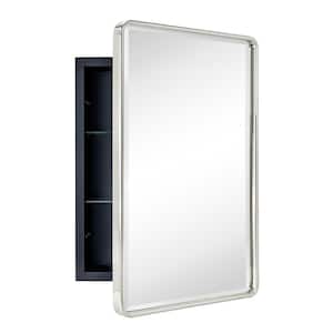 Eldee 16 in. W x 24 in. H Surface Mount Rectangular Metal Framed Bathroom Medicine Cabinet with Mirror in Brushed Nickel