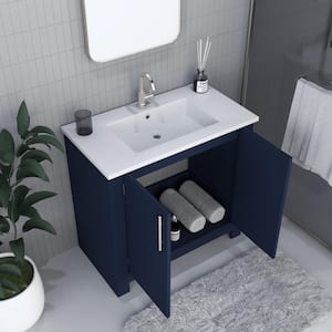 Austin 36 in. W x 20 in. D Bath Vanity in Navy with Acrylic Vanity Top in White with White Basin