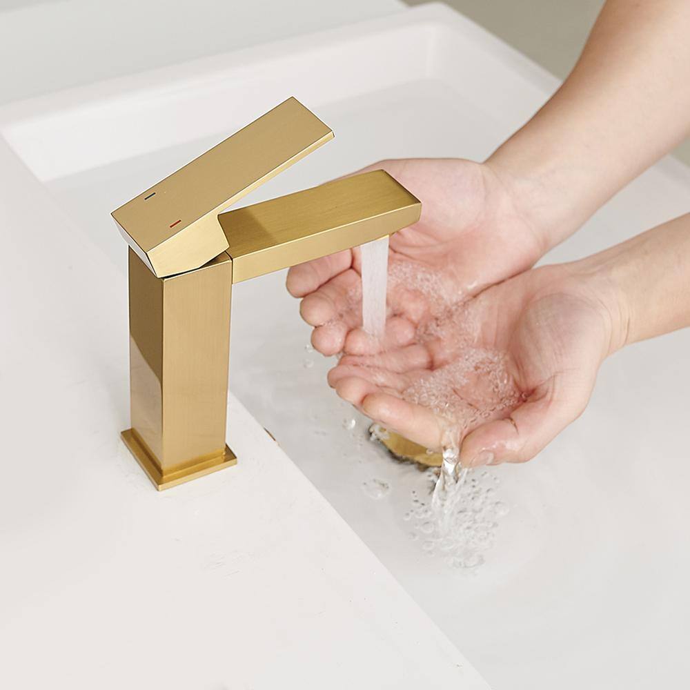 Brushed Gold Stainless Steel Single-Handle Bathroom Faucet