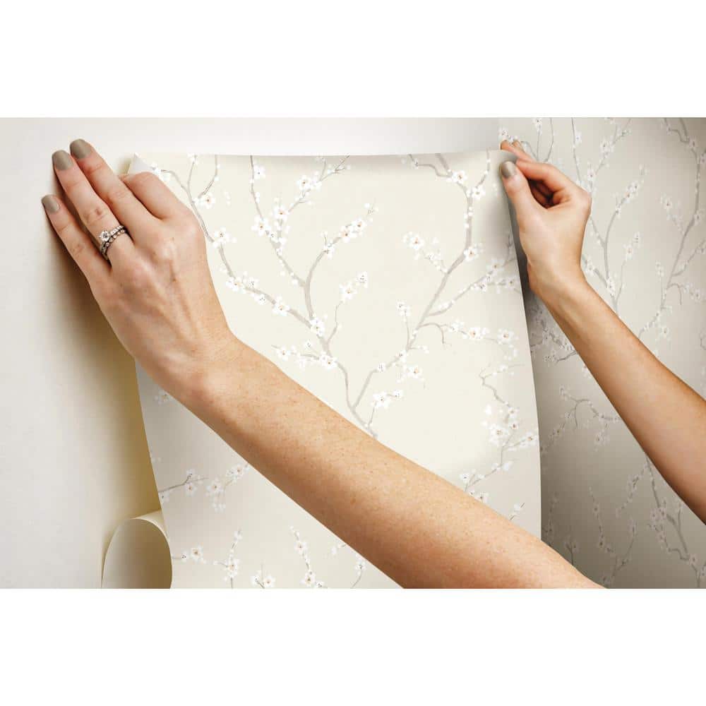 Pearl Cherry Blossom Peel and Stick Vinyl Wallpaper