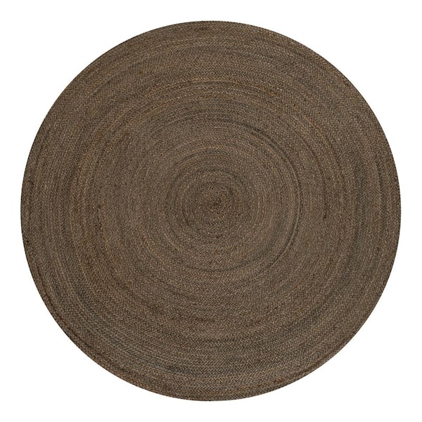 Zara Braided Coastal Cottage Round Jute Brown 4 ft. Round Area Rug
