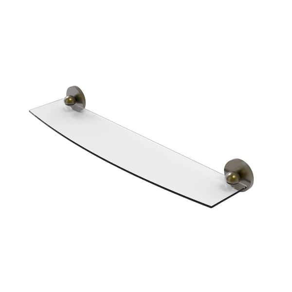 Allied Brass Prestige Skyline 24 in. L x 2-3/4 in. H x 5 in. W Clear Glass Bathroom Shelf in Antique Brass