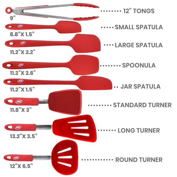Kaluns Heat Resistant Rubber Silicone Spatula (Set of 8) K-STSB8