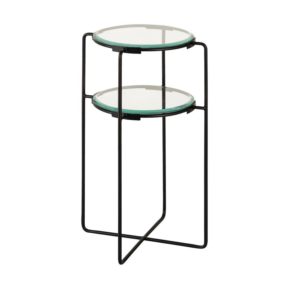 Clara 14 in. Black Round Metal Accent Table HD231025629 The Home Depot