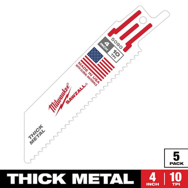 Milwaukee 4 in. 10 TPI Thick Metal Cutting SAWZALL Reciprocating Saw Blades (5-Pack)