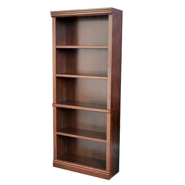 Hampton Bay 71.5 in. Dark Brown Wood 5-shelf Standard Bookcase with Adjustable Shelves