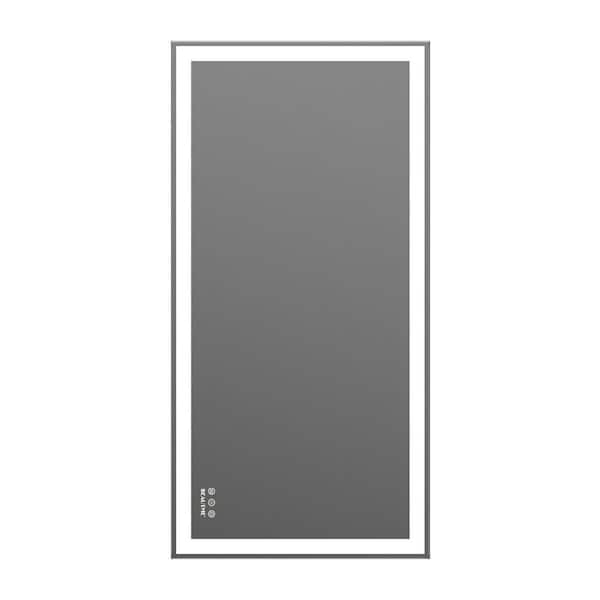 Boosicavelly 24 in. W x 48 in. H Rectangle Aluminum Framed LED Wall Bathroom Vanity Mirror in Silver