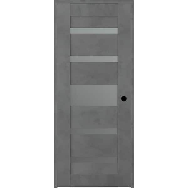 Belldinni Vona 07-05 18 in. x 80 in. Left-Handed 5-Lite Frosted Glass Solid Core Dark Urban Wood Single Prehung Interior Door