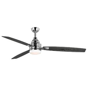 Rowan 60 in. Integrated LED Indoor Polished Chrome Ceiling Fan with Light Kit and Remote Control