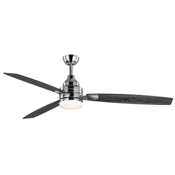 Home Decorators Collection Rowan 60 in. Integrated LED Indoor Polished Chrome Ceiling Fan with Light Kit and Remote Control