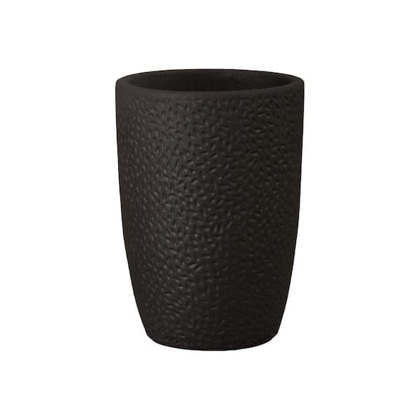 Emissary 12.5 in. L x 18 in. H Matte Black Ceramic Round Planter with High-Fire Treatment