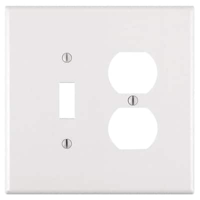 White 2-Gang 1-Toggle/1-Duplex Wall Plate (1-Pack)