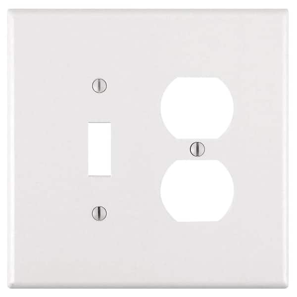 Leviton White 2-Gang 1-Toggle/1-Duplex Wall Plate (1-Pack)