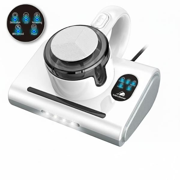 Bagless Corded HEPA Filter Handheld Vacuum for Mattress Sofa Pillow Cleaning in White with UV-C Light