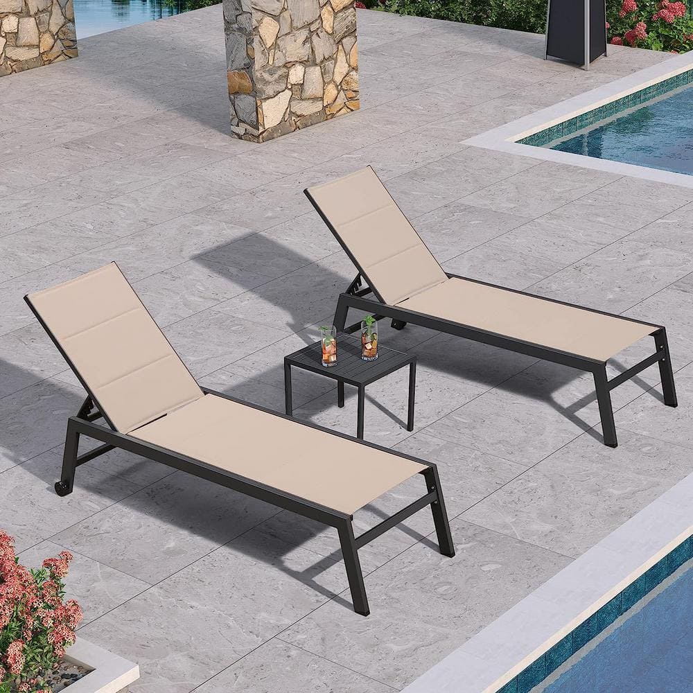 PURPLE LEAF Aluminum Outdoor Chaise Lounge Patio Lounge Chair with